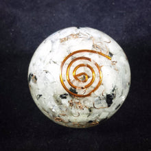 Load image into Gallery viewer, Medium (40-50mm) RAINBOW MOONSTONE Orgone Gemstone Sphere Orgone Sphere