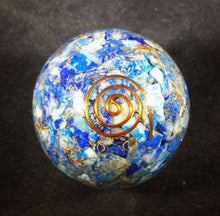 Load image into Gallery viewer, Medium (40-50mm) LAPIS LAZULI Orgone Gemstone Sphere Orgone Sphere