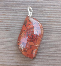 Load image into Gallery viewer, ORGONE RED JASPER Gemstone Eye Shaped Pendant Orgone (One)