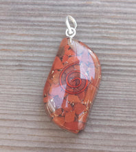 Load image into Gallery viewer, ORGONE RED JASPER Gemstone Eye Shaped Pendant Orgone (One)