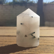 Load image into Gallery viewer, NATURAL TOURMILATED QUARTZ Carved Faceted Point Gemstone Crystal  Point