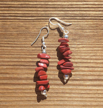 Load image into Gallery viewer, Natural RED JASPER Handmade Gemstone Chip EARRINGS