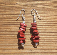 Load image into Gallery viewer, Natural RED JASPER Handmade Gemstone Chip EARRINGS