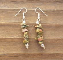 Load image into Gallery viewer, Natural UNAKITE Handmade Gemstone Chip EARRINGS