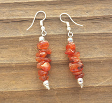 Load image into Gallery viewer, Natural CARNELIAN Handmade Gemstone Chip EARRINGS