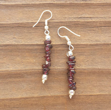Load image into Gallery viewer, Natural GARNET Handmade Gemstone Chip EARRINGS