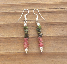 Load image into Gallery viewer, Natural MULTI TOURMALINE Handmade Gemstone Chip EARRINGS