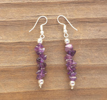 Load image into Gallery viewer, Natural AMETHYST Handmade Gemstone Chip EARRINGS