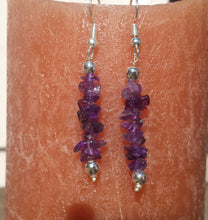 Load image into Gallery viewer, Natural AMETHYST Handmade Gemstone Chip EARRINGS