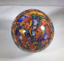 Load image into Gallery viewer, HUGE (60-70mm) 7 CHAKRA Mixed Orgone Gemstone Sphere Extra Large Sphere Orgone