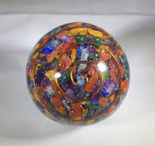 Load image into Gallery viewer, HUGE (60-70mm) 7 CHAKRA Mixed Orgone Gemstone Sphere Extra Large Sphere Orgone