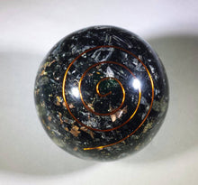 Load image into Gallery viewer, Large (60-70mm) BLACK TOURMALINE Orgone Gemstone Sphere Orgone Sphere