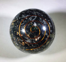 Load image into Gallery viewer, Large (60-70mm) BLACK TOURMALINE Orgone Gemstone Sphere Orgone Sphere