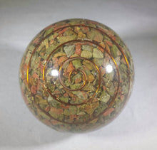 Load image into Gallery viewer, Large (60-70mm) UNAKITE Orgone Gemstone Sphere Orgone Sphere