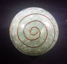 Load image into Gallery viewer, Large (60-70mm) GREEN FLUORITE Orgone Gemstone Sphere Orgone Sphere