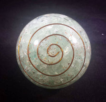 Load image into Gallery viewer, Large (60-70mm) GREEN FLUORITE Orgone Gemstone Sphere Orgone Sphere
