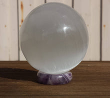 Load image into Gallery viewer, AMETHYST Sphere Stand Natural Stone Hand Carved Gemstone Sphere Stand