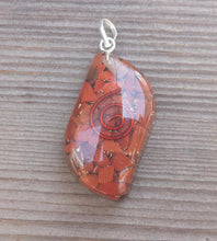 Load image into Gallery viewer, ORGONE RED JASPER Gemstone Eye Shaped Pendant Orgone (One)