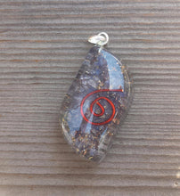 Load image into Gallery viewer, ORGONE BLUE AVENTURINE Gemstone Eye Shaped Pendant Orgone (One)