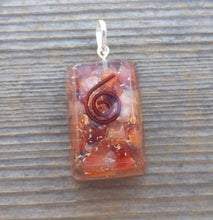 Load image into Gallery viewer, ORGONE CARNELIAN Gemstone Rectangle Pendant Orgone (One)