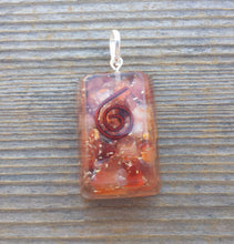 Load image into Gallery viewer, ORGONE CARNELIAN Gemstone Rectangle Pendant Orgone (One)
