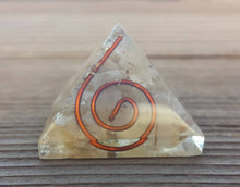 Load image into Gallery viewer, Small (25-30mm) MOONSTONE COIL Orgone Gemstone Pyramid Small Pyramid Orgone
