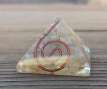 Load image into Gallery viewer, Small (25-30mm) MOONSTONE COIL Orgone Gemstone Pyramid Small Pyramid Orgone
