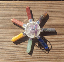 Load image into Gallery viewer, 7 CHAKRA SPINNING AMETHYST Merkaba Energy Generator Natural Gemstone