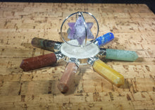 Load image into Gallery viewer, 7 CHAKRA SPINNING AMETHYST Merkaba Energy Generator Natural Gemstone