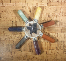 Load image into Gallery viewer, 7 Chakra SPINNING BLACK TOURMALINE Merkaba Energy Generator Natural Gemstone