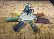 Load image into Gallery viewer, 7 Chakra SPINNING BLACK TOURMALINE Merkaba Energy Generator Natural Gemstone