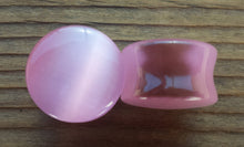Load image into Gallery viewer, Pair of PINK CATS EYE Plugs Gauges Body Jewelry Double Flared - Pick Size