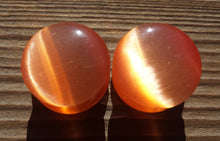 Load image into Gallery viewer, Pair of ORANGE CATS EYE Plugs Gauges Body Jewelry Double Flared - Pick Size