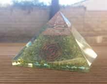 Load image into Gallery viewer, Extra Large (70-75mm) PERIDOT Orgone Gemstone Pyramid X-Large Pyramid Orgone