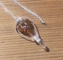 Load image into Gallery viewer, Natural BLUE TIGER EYE Gemstone Angel Basket Pendulum