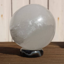 Load image into Gallery viewer, ONYX Sphere Stand Natural Stone Hand Carved Gemstone Sphere Stand