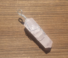 Load image into Gallery viewer, ROSE QUARTZ Wire Wrapped Double Point Pendant Stone Natural Gemstone