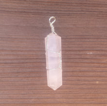 Load image into Gallery viewer, ROSE QUARTZ Wire Wrapped Double Point Pendant Stone Natural Gemstone