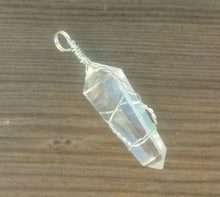 Load image into Gallery viewer, CLEAR QUARTZ Wire Wrapped Double Point Pendant Stone Natural Gemstone