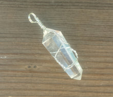 Load image into Gallery viewer, CLEAR QUARTZ Wire Wrapped Double Point Pendant Stone Natural Gemstone