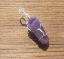 Load image into Gallery viewer, AMETHYST Wire Wrapped Double Point Pendant Stone Natural Gemstone