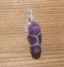 Load image into Gallery viewer, AMETHYST Wire Wrapped Double Point Pendant Stone Natural Gemstone