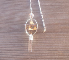 Load image into Gallery viewer, Natural CALLIGRAPHY STONE Gemstone 3 Stone Merkaba Spinning Star Faceted Pendulum