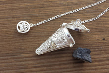 Load image into Gallery viewer, PENTACLE CAGE PENDULUM with Black Tourmaline Piece Gemstone