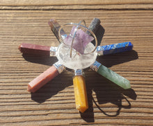 Load image into Gallery viewer, 7 CHAKRA SPINNING AMETHYST Merkaba Energy Generator Natural Gemstone