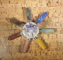 Load image into Gallery viewer, 7 CHAKRA SPINNING AMETHYST Merkaba Energy Generator Natural Gemstone