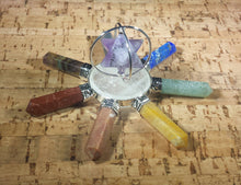 Load image into Gallery viewer, 7 CHAKRA SPINNING AMETHYST Merkaba Energy Generator Natural Gemstone