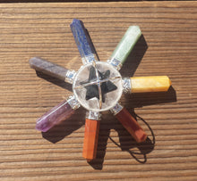 Load image into Gallery viewer, 7 Chakra SPINNING BLACK TOURMALINE Merkaba Energy Generator Natural Gemstone