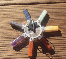 Load image into Gallery viewer, 7 Chakra SPINNING BLACK TOURMALINE Merkaba Energy Generator Natural Gemstone