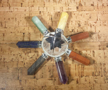Load image into Gallery viewer, 7 Chakra SPINNING BLACK TOURMALINE Merkaba Energy Generator Natural Gemstone